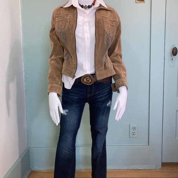 Flocked Denim Jacket M - Picture 2 of 6